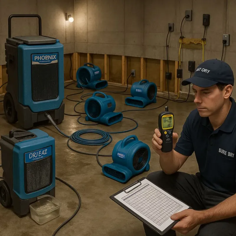 Structural Drying and Dehumidification process in Newtown, PA